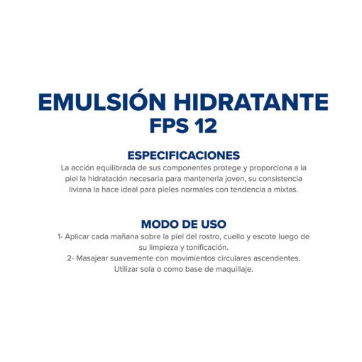 HIDRATANTE FACIAL PIEL NORMAL FPS12 EMULSIÓN X 75 ML - Imagen 3