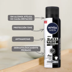 NIVEA MEN INVISIBLE BLACK & WHITE FRESH ANTITRANSPIRANTE X 150 ML - Imagen 3