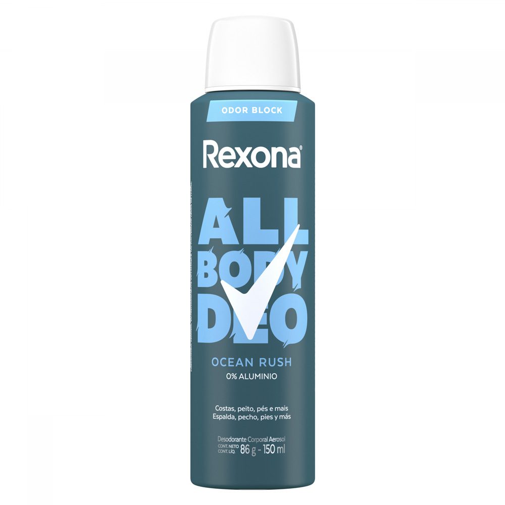 REXONA ALL BODY OCEAN RUSH ANTITRANSPIRANTE AEROSOL X 150 ML