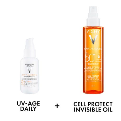 CAPITAL SOLEIL SET UV-AGE DAILY FPS50 + ACEITE INVISIBLE FPS50 - Imagen 2