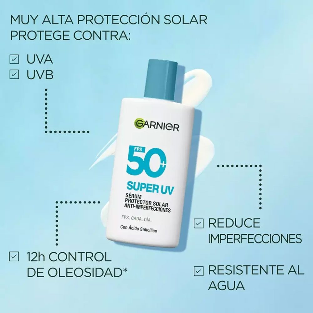 GARNIER SOLAR FPS50+ SUPER UV ANTI IMPERFECCIONES SERUM X 40 ML - Imagen 3