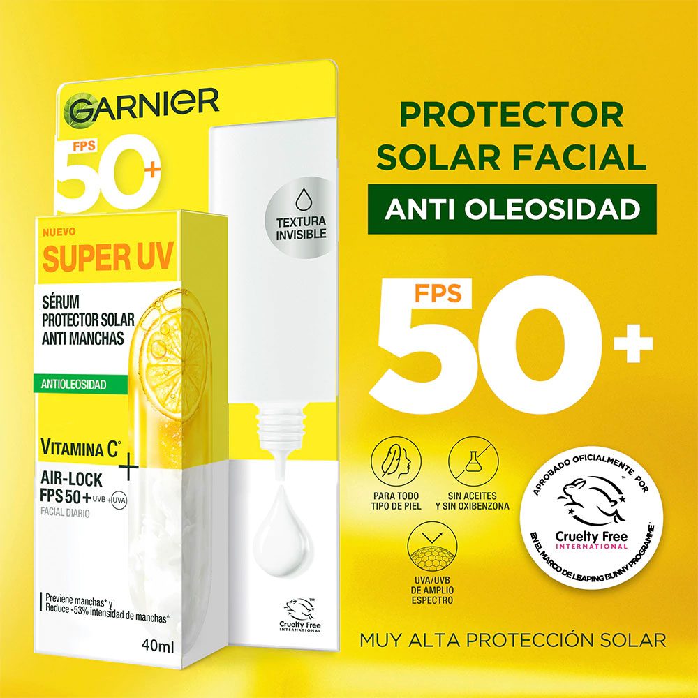 GARNIER SOLAR FPS50+ SUPER UV ANTI MANCHAS SERUM X 40 ML - Imagen 3
