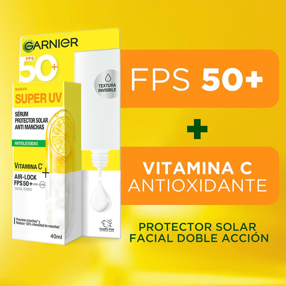 GARNIER SOLAR FPS50+ SUPER UV ANTI MANCHAS SERUM X 40 ML - Imagen 2