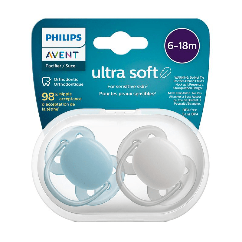 CHUPETES ULTRA SOFT LISO 6-18M CELESTE X 2 U