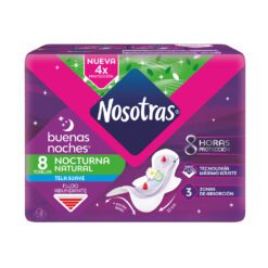 TOALLAS FEMENINAS NOCTURNA NATURAL TELA SUAVE X 8 U