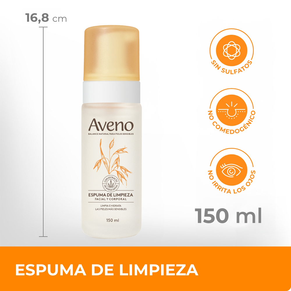 AVENO ESPUMA DE LIMPIEZA FACIAL X 150 ML - Imagen 2