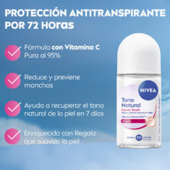 NIVEA TONO NATURAL CLASSIC TOUCH ANTITRANSPIRANTE ROLL-ON X 50 ML - Imagen 5